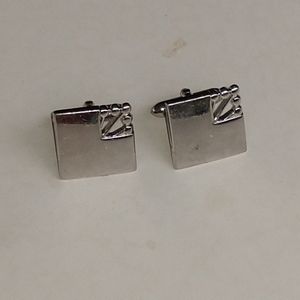 Swank Cuff Links Corner Design Silver Square Vintage